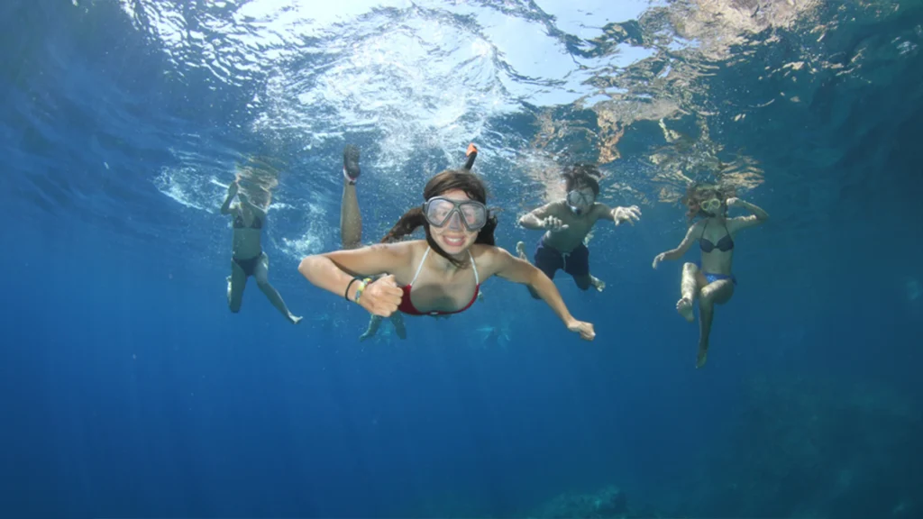 group of youngsters while having a snorkeling safari session